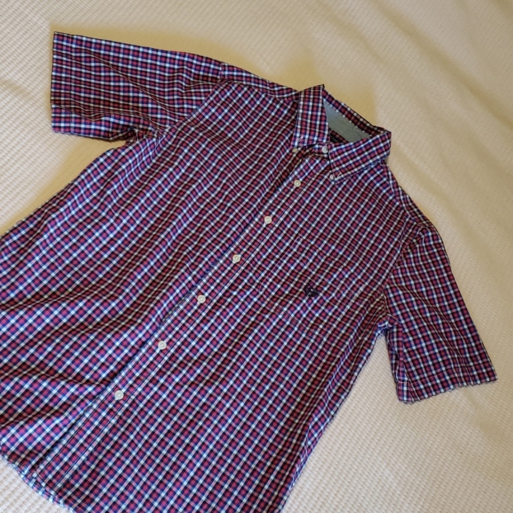 2/$15🌻 chaps plaid button down shirt (s)